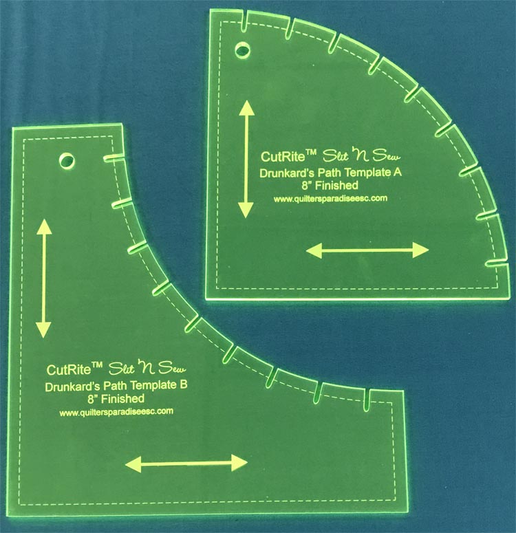 8 Inch Finished Drunkards Path Slit N Sew Template